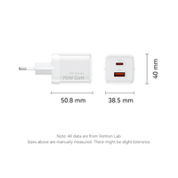 Chargeur Vention 70W GaN, compatibilité universelle, charge rapide pour ordinateur portable sans dommages