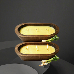 Handmade Beeswax Scented <b>Candle</b> in Wooden Jar Rectangular Minimalist Style Floral Plant Aromatherapy Home Decoration <b>3</b> <b>Wick</b> - Product Image 2