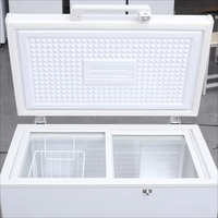 Congélateur de poitrine d'alimentation de batterie solaire OEM de haute qualité DC/AC 12/24V réfrigérateur Mini réfrigérateur 208l avec batterie au gel de panneau solaire