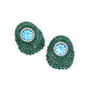 V & R nuevo diseño esmeralda de cristal azul Aqua piedras <span class=keywords><strong>hematita</strong></span> bronce chapado en pendientes - Product Image 3