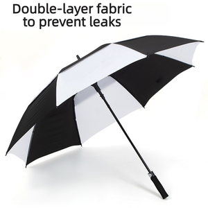 Parapluie de golf à double couche 8 baleines avec logo personnalisé, grand format, ouverture automatique, motif à carreaux, manche droit, idéal pour événements et cadeaux d'entreprise - Product Image 3