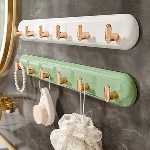 Adhesive Robe Hooks 6 Hooks Wall Mounted No Drilling Required For Bathroom Kitchen Bedroom Living Room Office Use - Product Image 1