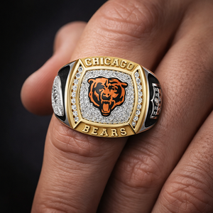 Bague cubaine Hip Hop en moissanite blanche de qualité supérieure 1,2 carats D VVS, inspirée du football de Chicago, en argent 925 plaqué or bicolore, faite à la main - Product Image 3