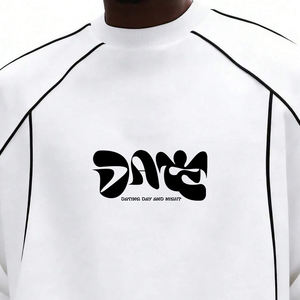 <span class=keywords><strong>Camiseta</strong></span> Blanca OEM de 320 g/m² con Manga Tres Cuartos y Ribete en Contraste - Product Image 3