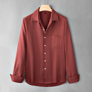 <span class=keywords><strong>Camicia</strong></span> da Uomo <span class=keywords><strong>con</strong></span> Colletto Rialzato in <span class=keywords><strong>Lino</strong></span> Ultra-Sottile, Maniche Lunghe, Resistente alle Pieghe, Traspirante, in Tessuto Ecologico per Primavera Autunno - Product Image 1