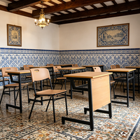 Ensemble bureau et chaise de classe en acier Zoshine, vente en gros d'usine, table d'étude en bois pour étudiants avec étagère à livres pour le lycée