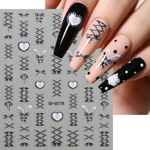 1 unidad de pegatinas de plástico para <span class=keywords><strong>uñas</strong></span> con lazo francés, diseño de amor 5D, sin BPA, decoraciones adhesivas de conejo y gato, calcomanías para manicura - Product Image 4