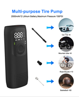 Gonfleur de pneus portable Newo 150 PSI en ABS rechargeable pour voiture et moto avec écran LED et pompe à ballons