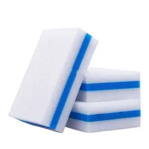 Éponges de nettoyage de cuisine Logo personnalisé Tampons à récurer en mélamine Sac en PVC Éponge de lavage blanche personnalisée en gros