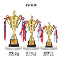 Vente en gros de cristal PUJIANG meilleur trophée de golf en résine sculptée avec prix de base noire à grain doré