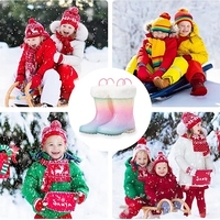 Bottes de pluie lumineuses personnalisées pour enfants, imperméables, doublées de polaire, bottes de neige pour tout-petits, antidérapantes, en caoutchouc, chaussures d'hiver