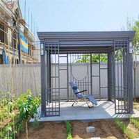 Pergola bioclimatique motorisée en aluminium avec toit à lames orientables, imperméable, résistante au vent, gazebo à toit rigide, rideau et filet pour jardin et patio