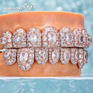 ハネムーンセット ラウンドオーバルカット モアサナイト＆VVSダイヤモンド グリルズ 高級<span class=keywords><strong>925</strong></span>シルバー 14K-18K ヒップホップ ファインジュエリー（グリルズ歯付き） - Product Image 4