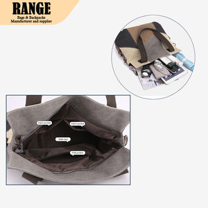 女式帆布手提包复古拼色单肩包女士学院包大容量适合日常休闲使用 - Product Image 5