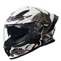 Casque de moto de course professionnel intégral avec graphismes Cool Tech, double visière, norme DOT, équipement de sécurité léger