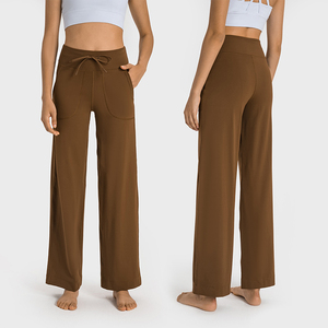 Pantalon large pour femme DL336, doux comme du beurre, avec cordon de serrage, poches latérales, pantalon décontracté et athlétique, coupe droite - Product Image 2