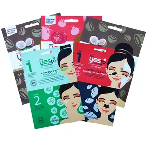 Bolsita de muestra cosmética de papel de aluminio con impresión digital Bolsa de embalaje de enmascaramiento facial para el cuidado de la piel con 3 sellos laterales