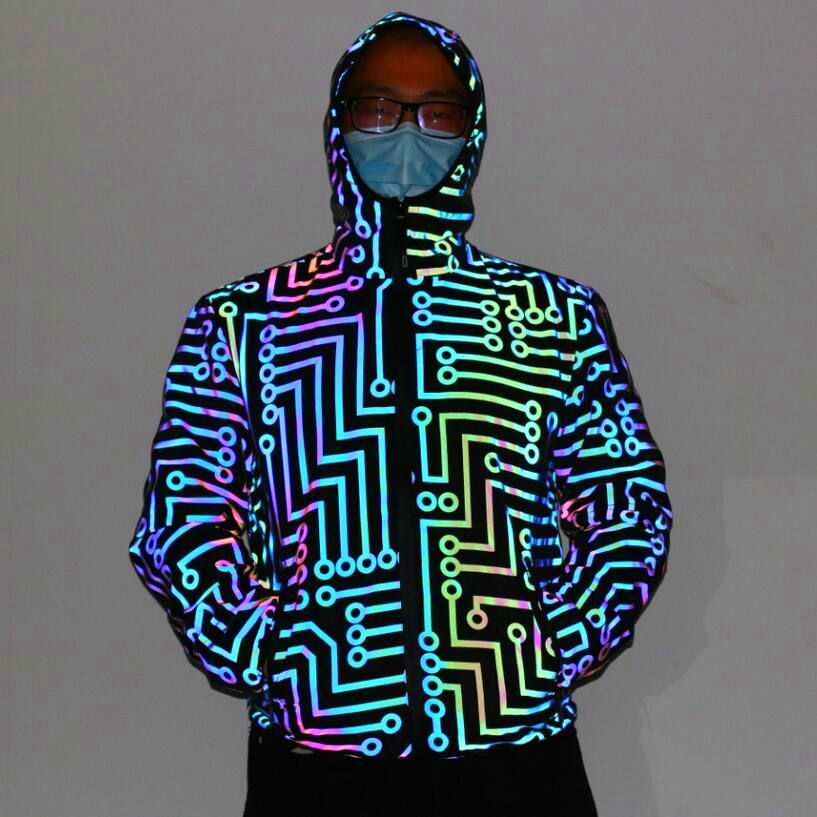 reflective hip hop mechanical dance jacket