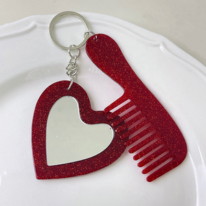 New Arrival <b>Acrylic</b> Makeup <b>Mirror</b> Comb Keychain DIY Bag Charm Accessory Promotional Hair Comb <b>Mirror</b> Durable Eco-Friendly - Product Image 4