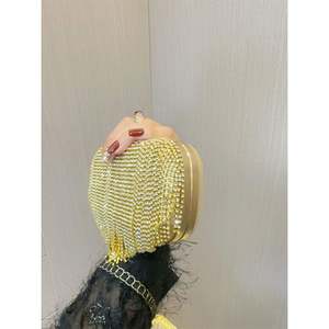Tas Malam Bentuk Hati Berhiaskan Kristal untuk Wanita, Tas Tangan Kristal Emas untuk Pesta <span class=keywords><strong>Prom</strong></span> - Product Image 1