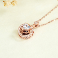 YBO à la mode plaqué or Rose S925 collier en argent amour gravé grenat pierres précieuses Double face coeur flèche pendentifs pour les mariages