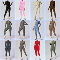 Combinaison de yoga pour femme à demi-zip et manches longues, très élastique, effet ventre plat et rehausseur de fessiers, une pièce pour entraînement, gym et fitness, logo personnalisé