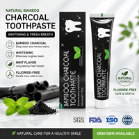 Dentifrice blanchissant au charbon de bambou personnalisé en gros, sans fluor, élimination des taches, menthe naturelle, haleine fraîche