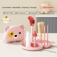 Kit de séchage de biberons et de voyage avec brosse à biberon en silicone et brosse à paille en PP