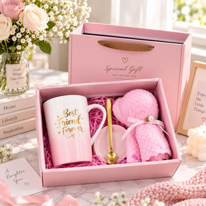 Juego de Tazas de Cerámica Rosa con Cuchara, Toalla, Oso y Caja de Regalo para Cumpleaños, Maestros, Mejores Amigas, Regalos para Mujeres - Product Image 2