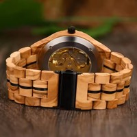 Montre de sport automatique de luxe pour femme, en bois fait main, avec cadran antique, affichage personnalisé, bracelet en acier inoxydable de 20 mm pour les amoureux