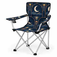 Chaise de plage pliable robuste avec accoudoirs et porte-gobelet, personnalisable avec logo, idéale pour le camping et l'observation des étoiles