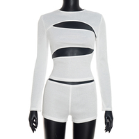 Viviblook J26ST338 Ensemble Automne Femme Manches Longues Tendance Sexy Short Décontracté Deux Pièces
