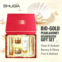 Coffret de soins SHUGIA Gold Pearl Honey, nettoyant moussant fin, améliore l'élasticité de la peau, réduit les pattes d'oie, lisse la peau rugueuse
