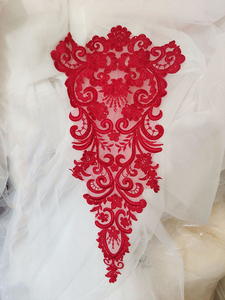 Ren lưới thêu hoa thiết kế thanh lịch, viền ren đính hạt và kim tuyến dùng cho váy cưới cô dâu - Product Image 6