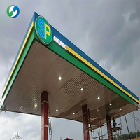 Servicios de Diseño de Cubiertas para Gasolineras Anticongelantes, Toldo Personalizado con Iluminación LED de Aluminio para Gasolineras