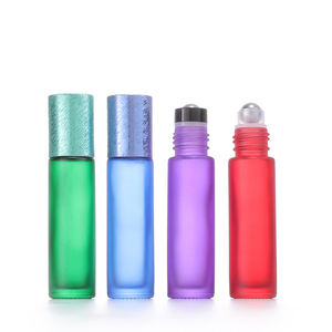 Bouteilles de parfum à bille givrées de 10ml rouleau en acier en verre vide rechargeable pour bouchon brossé à bille pour sérigraphie d'huiles essentielles - Product Image 3