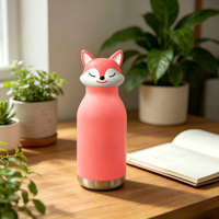 Bouteille isotherme Emode sans BPA, design tête de loup, avec couvercle en forme de tête d'animal