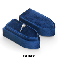 Boîte à bagues de luxe en velours, forme cercueil, deux compartiments, mini coffret de rangement à bijoux vintage haut de gamme, organisateur de cadeaux de mariage, logo personnalisé