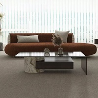 Table basse de salon moderne en marbre naturel, rectangulaire, de luxe, classique, avec plateau en verre, meubles de salon