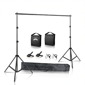 Support de fond métallique DB SH 2x3M, kit de studio photo portable avec sac de transport, mousselines et toiles de fond en papier - Product Image 1