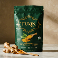 Sachet refermable personnalisé avec fermeture éclair pour poudre de curcuma biologique, épices et emballage alimentaire