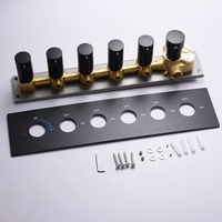 Mitigeur thermostatique de douche moderne en laiton poli chromé noir à 6 poignées et 5 fonctions, avec équilibrage de pression Homedec