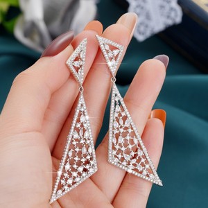 Geometric Triangle Drop Earrings for Women Sparkling Dangle Earrings Daily Party Fashion Jewelry - Product Image 3