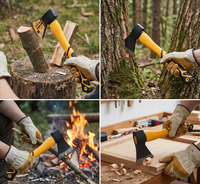 Hache de camping en acier GSFixtop pour l'extérieur, hache en acier au carbone avec poignée antidérapante pour abattre les arbres, fendre le bois de chauffage et couper