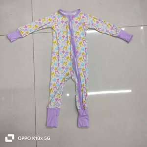 Baju Bayi Baru Lahir Bahan Bambu, Romper Lengan Panjang Motif Kotak-kotak, Piyama Anak dengan Ritsleting, Jumpsuit Baju Bayi Bambu, Pakaian Bayi Baru Lahir - Product Image 2