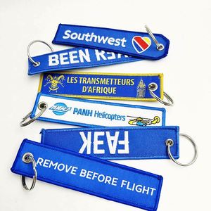 Hot Sale 3D Embroidery Keychain with Double-Sided Woven Label Aircraft Aviation Themed Dual-Sided Luggage <b>Tag</b> for Gifts - Product Image 3