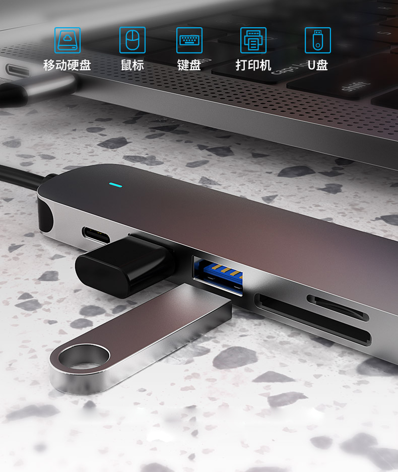 Высокоскоростная док-станция Pogo типа c 6 в 1 с кардридером SD и TF, порт USB 3,0 для передачи данных, офисный домашний станок с CE