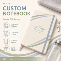Carnet de fitness personnalisé LABON, couverture rayée crème, bande élastique, plan d'entraînement, pages de liste de choses à faire, pages de gratitude, marque-page en ruban, OEM ODM