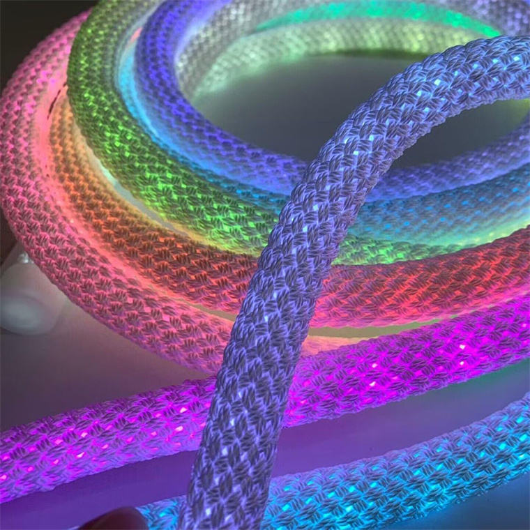 Hot Sale 5M Kit Addressable Multicolor LED Neon Lights Woven 360 Degree for Decorative IP67 for 5V Addressable Decorations