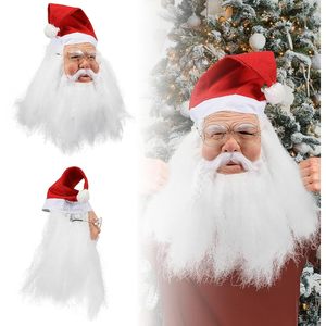 Máscara de Papá Noel JoyFuncos con sombrero y barba, accesorios de disfraz con rostro realista para Navidad, para adultos, hombres y mujeres - Product Image 2